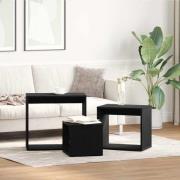 vidaXL Nestingbord 3 pcs Svart Ek 55 x 30 x 50 cm Konstruerat trä