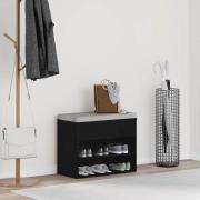 vidaXL Skobänk med hylla Svart ek 60 x 30 x 45 cm Konstruerat trä