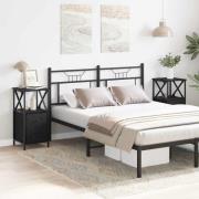 vidaXL Nattduksbord 2 pcs Svart Ek 34 x 35,5 x 70 cm Konstruerat trä