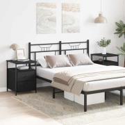 vidaXL Sängbord med låda 2 pcs Svart ek 44 x 45 x 60 cm