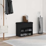 vidaXL Skobänk med lagring Svart 60 x 30 x 48 cm Konstruerat trä