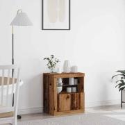 vidaXL LED-sido bord Brun 60,5 x 37 x 67 cm Konstruerat trä