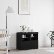 vidaXL Sidokabinett 2 pcs Svart ek 41 x 37 x 67 cm Konstruerat trä