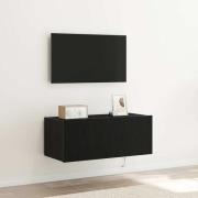 vidaXL TV Vägghylla Svart ek 80 x 35 x 31 cm Konstruerat trä