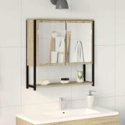 vidaXL Badrumsspegel med lagring Beige 60 x 16 x 60 cm Konstruerat trä
