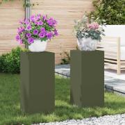 vidaXL Växtställningar 2 pcs Olivgrön 24 x 24 x 55 cm Stål