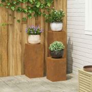 vidaXL Växtställningar 3 pcs Rostig 24 x 24 x 75 cm cortenstål