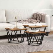 vidaXL Kaffeebord 3 pcs Gammalt trä 50 x 50 x 40 cm