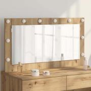 vidaXL Smink Spegel med LED -remsljus Artisan Ek 100 x 55 x 18 cm