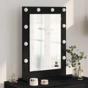 vidaXL Sminkspegel med LED-lampor Svart Ek 70x50x18 cm
