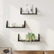 vidaXL Vägghyllset 3 pcs Svart ek 37 x 12 x 13 cm Konstruerat trä