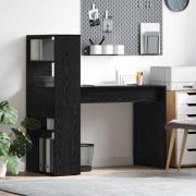 vidaXL Skrivbord med hylla Svart ek 113 x 54 x 120 cm Konstruerat trä