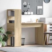 vidaXL Skrivbord med hylla Sonoma ek 113 x 54 x 120 cm Konstruerat trä
