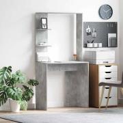 vidaXL Skrivbord Betonggrå 78.5 x 37 x 154.5 cm Konstruerat trä