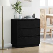 vidaXL Nattduksbord med låda Svart 71 x 34.5 x 75 cm Konstruerat trä
