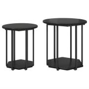 vidaXL Sidobordsset med hylla 2 pcs Svart ek 50 x 50 x 50.5 cm