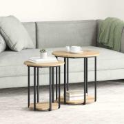 vidaXL Sidobordsset 2 pcs Artisan Ek och Svart 50 x 50 x 50.5 cm