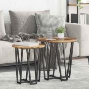 vidaXL Sidobordsset 2 pcs Gammalt trä och Svart 50 x 50 x 50.5 cm