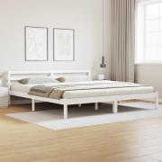 vidaXL Sängram med huvudgavel Vit 215,5 x 205,5 x 69,5 cm Massiv furu