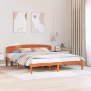 vidaXL Sängram med huvudgavel Vaxbrun 200 x 200 cm Massiv furu