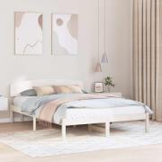 vidaXL Sängram med huvudgavel Vit 160 x 200 cm Massiv furu