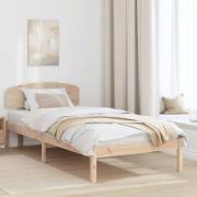 vidaXL Sängram med huvudgavel Naturfärg 100 x 200 cm Massiv furu