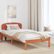 vidaXL Sängram med huvudgavel Vaxbrun 90 x 200 cm Massiv furu