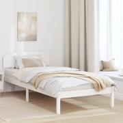 vidaXL Sängram med huvudgavel Vit 90 x 190 cm Massiv furu