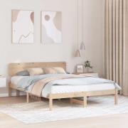 vidaXL Sängram med huvudgavel Naturfärg 200 x 200 cm Massiv furu