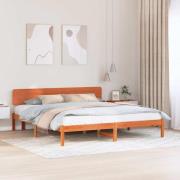 vidaXL Sängram med huvudgavel Vaxbrun 180 x 200 cm Massiv furu
