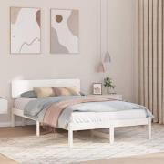 vidaXL Sängram med huvudgavel Vit 140 x 190 cm Massiv furu