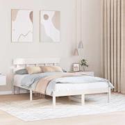 vidaXL Sängram med huvudgavel Vit 120 x 190 cm Massivt tallträ