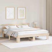 vidaXL Sängram med huvudgavel Naturfärg 180 x 200 cm Massiv furu