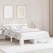 vidaXL Sängram med huvudgavel Vit 140 x 200 cm Massiv furu