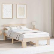vidaXL Sängram med huvudgavel Naturfärg 140 x 190 cm Massiv furu