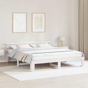 vidaXL Sängram med huvudgavel Vit 200 x 200 cm Massiv furu