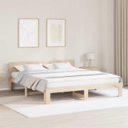 vidaXL Sängram med huvudgavel Naturfärg 200 x 200 cm Massiv furu