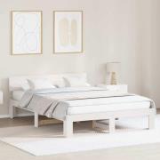 vidaXL Sängram med huvudgavel Vit 160 x 200 cm Massiv furu