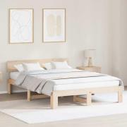 vidaXL Sängram med huvudgavel Naturfärg 140 x 200 cm Massiv furu