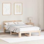 vidaXL Sängram med huvudgavel Naturfärg 140 x 190 cm Massiv furu