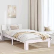 vidaXL Sängram med huvudgavel Vit 100 x 200 cm Massiv furu