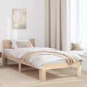 vidaXL Sängram med huvudgavel Naturfärg 90 x 190 cm Massiv furu