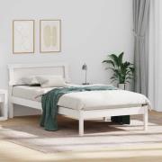 vidaXL Sängram med huvudgavel Vit 90 x 200 cm Massiv furu