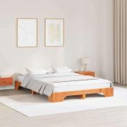 vidaXL Sängram Vaxbrun 160 x 200 cm Massiv furu