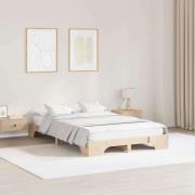 vidaXL Sängram Naturfärg 140 x 190 cm Massiv furu