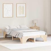 vidaXL Sängram Naturfärg 135 x 190 cm Massiv furu