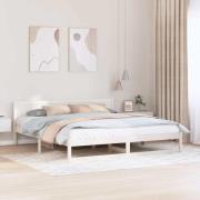 vidaXL Sängram med huvudgavel Vit 180 x 200 cm Massiv furu