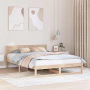 vidaXL Sängram med huvudgavel Naturfärg 150 x 200 cm Massiv furu