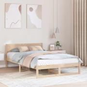 vidaXL Sängram med huvudgavel Naturfärg 120 x 190 cm Massiv furu