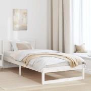 vidaXL Sängram med huvudgavel Vit 90 x 200 cm Massiv furu